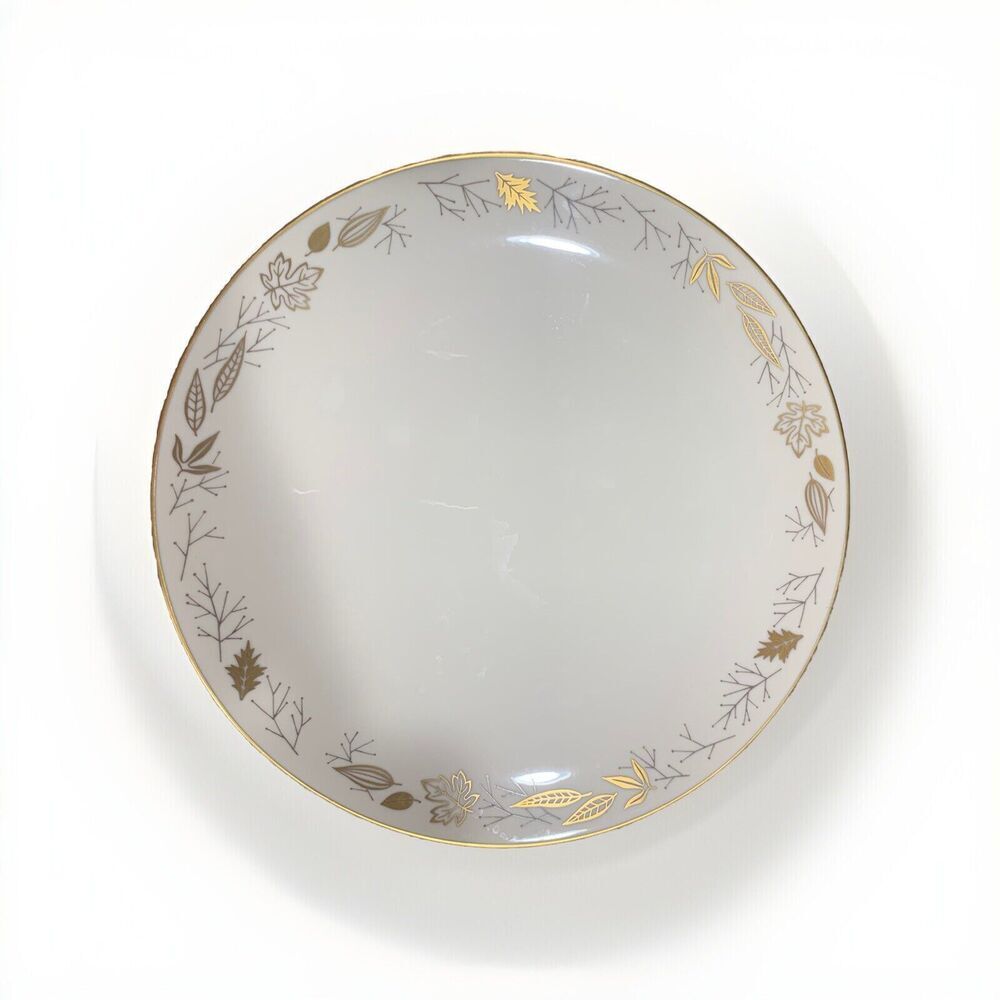 Franciscan China Gold Leaves Round 10.25” Dinner Plate 1950s Gladding McBean